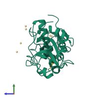 PDB entry 3p5u coloured by chain, side view.