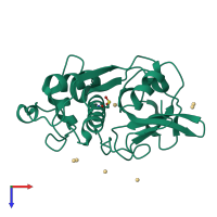 PDB entry 3p5u coloured by chain, top view.