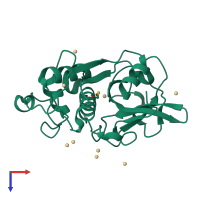 PDB entry 3p5v coloured by chain, top view.