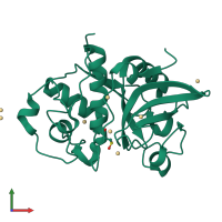 PDB entry 3p5x coloured by chain, front view.