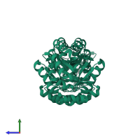 Orotidine 5'-phosphate decarboxylase in PDB entry 3p61, assembly 1, side view.