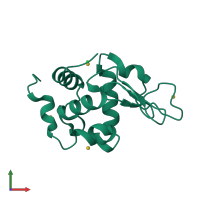 PDB entry 3p64 coloured by chain, front view.