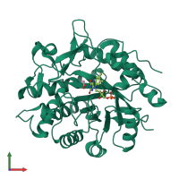 PDB entry 3p67 coloured by chain, front view.