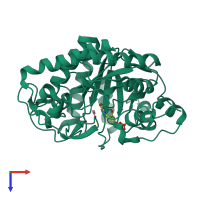 PDB entry 3p67 coloured by chain, top view.
