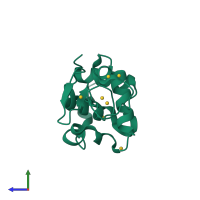 PDB entry 3p68 coloured by chain, side view.