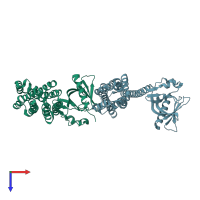 PDB entry 3p6a coloured by chain, top view.