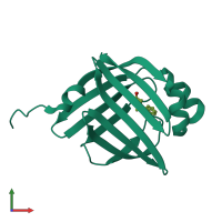 PDB entry 3p6f coloured by chain, front view.