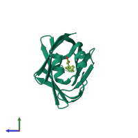 PDB entry 3p6f coloured by chain, side view.