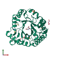 PDB entry 3p6l coloured by chain, front view.