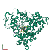 PDB entry 3p6m coloured by chain, front view.