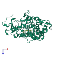 PDB entry 3p6w coloured by chain, top view.