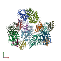 PDB entry 3p6y coloured by chain, front view.