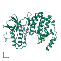 PDB entry 3p79 coloured by chain, front view.