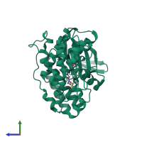 PDB entry 3p79 coloured by chain, side view.