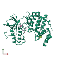 PDB entry 3p7a coloured by chain, front view.