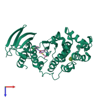 PDB entry 3p7c coloured by chain, top view.