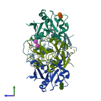 PDB entry 3p7h coloured by chain, side view.