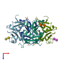 PDB entry 3p7h coloured by chain, top view.