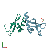 PDB entry 3p7j coloured by chain, front view.