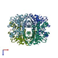 PDB entry 3p7m coloured by chain, top view.