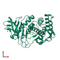 PDB entry 3p7p coloured by chain, front view.