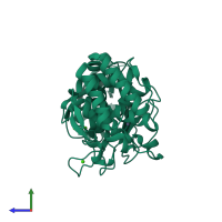 PDB entry 3p7p coloured by chain, side view.