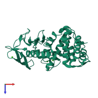 PDB entry 3p7p coloured by chain, top view.
