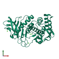 PDB entry 3p7u coloured by chain, front view.