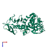 PDB entry 3p7v coloured by chain, top view.