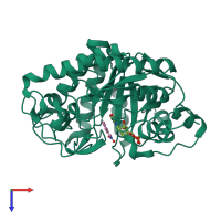PDB entry 3p7y coloured by chain, top view.
