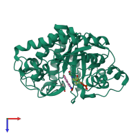 PDB entry 3p80 coloured by chain, top view.