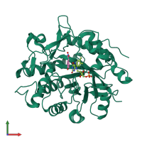 PDB entry 3p81 coloured by chain, front view.