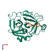 PDB entry 3p8f coloured by chain, top view.