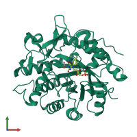 PDB entry 3p8i coloured by chain, front view.