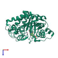 PDB entry 3p8i coloured by chain, top view.