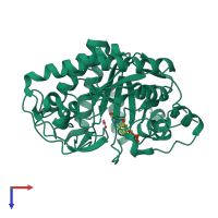 PDB entry 3p8j coloured by chain, top view.