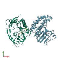 PDB entry 3p8z coloured by chain, front view.