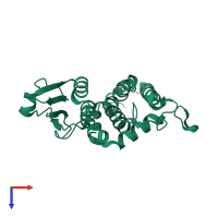 PDB entry 3p90 coloured by chain, top view.