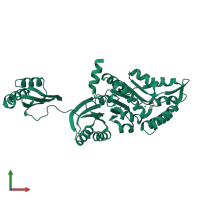 PDB entry 3p96 coloured by chain, front view.