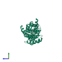PDB entry 3p96 coloured by chain, side view.