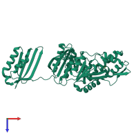 PDB entry 3p96 coloured by chain, top view.