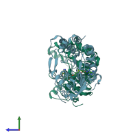 PDB entry 3p97 coloured by chain, side view.