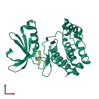 PDB entry 3p9j coloured by chain, front view.