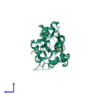 PDB entry 3p9z coloured by chain, side view.