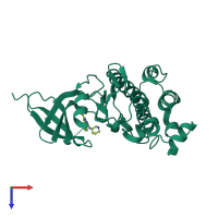 Monomeric assembly 1 of PDB entry 3pa3 coloured by chemically distinct molecules, top view.