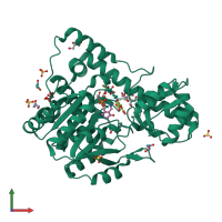 PDB entry 3paa coloured by chain, front view.