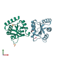 PDB entry 3paf coloured by chain, front view.