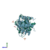 PDB entry 3paf coloured by chain, side view.