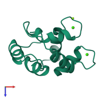 Monomeric assembly 1 of PDB entry 3pal coloured by chemically distinct molecules, top view.