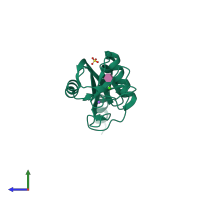 PDB entry 3paq coloured by chain, side view.